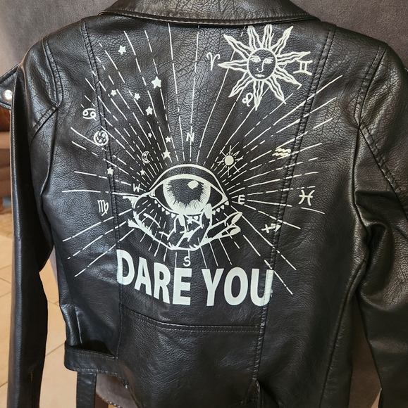 Yara Graffiti Black Moto Leather Jacket - Picture 4 of 7
